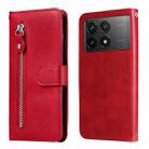 For Xiaomi Redmi K70 / K70 Pro Fashion Calf Texture Zipper Leather Phone Case(Red) - 1