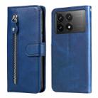 For Xiaomi Redmi K70 / K70 Pro Fashion Calf Texture Zipper Leather Phone Case(Blue) - 1