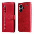 For Xiaomi Redmi Note13 Pro+ 5G Global Fashion Calf Texture Zipper Leather Phone Case(Red) - 1