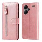 For Xiaomi Redmi Note13 Pro+ 5G Global Fashion Calf Texture Zipper Leather Phone Case(Rose Gold) - 1