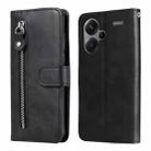 For Xiaomi Redmi Note13 Pro+ 5G Global Fashion Calf Texture Zipper Leather Phone Case(Black) - 1