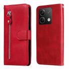 For Xiaomi Redmi Note13 5G Global Fashion Calf Texture Zipper Leather Phone Case(Red) - 1