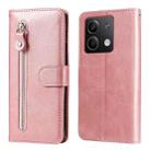 For Xiaomi Redmi Note13 5G Global Fashion Calf Texture Zipper Leather Phone Case(Rose Gold) - 1