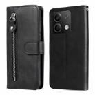 For Xiaomi Redmi Note13 5G Global Fashion Calf Texture Zipper Leather Phone Case(Black) - 1