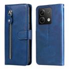 For Xiaomi Redmi Note13 5G Global Fashion Calf Texture Zipper Leather Phone Case(Blue) - 1