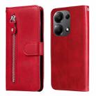 For Xiaomi Redmi Note13 Pro 4G Global/Poco M6 Pro 4G Fashion Calf Texture Zipper Leather Phone Case(Red) - 1