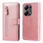 For Xiaomi Redmi Note13 Pro 4G Global/Poco M6 Pro 4G Fashion Calf Texture Zipper Leather Phone Case(Rose Gold) - 1