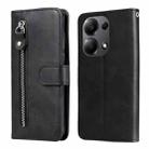 For Xiaomi Redmi Note13 Pro 4G Global/Poco M6 Pro 4G Fashion Calf Texture Zipper Leather Phone Case(Black) - 1