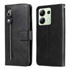 For Xiaomi Redmi Note13 4G Fashion Calf Texture Zipper Leather Phone Case(Black) - 1