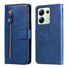 For Xiaomi Redmi Note13 4G Fashion Calf Texture Zipper Leather Phone Case(Blue) - 1