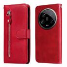 For Xiaomi 14 Ultra Fashion Calf Texture Zipper Leather Phone Case(Red) - 1