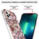 For iPhone 16 Pro Max Electroplating Pattern IMD TPU Shockproof Case with Rhinestone Ring Holder(Pink Scales) - 3