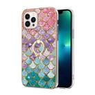 For iPhone 16 Pro Electroplating Pattern IMD TPU Shockproof Case with Rhinestone Ring Holder(Colorful Scales) - 2