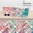 For iPhone 16 Plus Electroplating Pattern IMD TPU Shockproof Case with Rhinestone Ring Holder(Colorful Scales) - 3