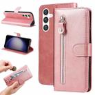 For Samsung Galaxy S23 FE 5G Fashion Calf Texture Zipper Leather Phone Case(Rose Gold) - 1