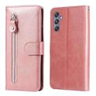 For Samsung Galaxy M34 5G Fashion Calf Texture Zipper Leather Phone Case(Rose Gold) - 1