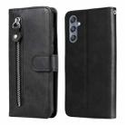 For Samsung Galaxy M34 5G Fashion Calf Texture Zipper Leather Phone Case(Black) - 1