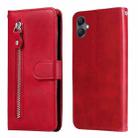 For Samsung Galaxy A05 Fashion Calf Texture Zipper Leather Phone Case(Red) - 1