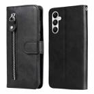 For Samsung Galaxy A05s Fashion Calf Texture Zipper Leather Phone Case(Black) - 1