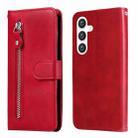 For Samsung Galaxy S24 Fashion Calf Texture Zipper Leather Phone Case(Red) - 1