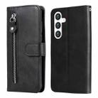 For Samsung Galaxy S24 Fashion Calf Texture Zipper Leather Phone Case(Black) - 1