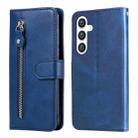 For Samsung Galaxy S24+ Fashion Calf Texture Zipper Leather Phone Case(Blue) - 1