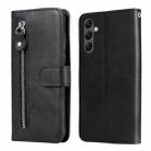 For Samsung Galaxy A25 5G Global Fashion Calf Texture Zipper Leather Phone Case(Black) - 1