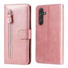 For Samsung Galaxy A55 Fashion Calf Texture Zipper Leather Phone Case(Rose Gold) - 1