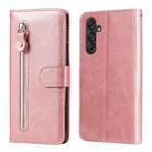 For Samsung Galaxy M55 5G Fashion Calf Texture Zipper Leather Phone Case(Rose Gold) - 1