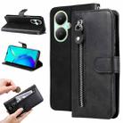 For vivo Y35+ Fashion Calf Texture Zipper Leather Phone Case(Black) - 1