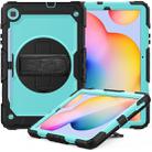 For Samsung Galaxy Tab S6 Lite P610 Shockproof Colorful Silicone + PC Protective Case with Holder & Shoulder Strap & Hand Strap & Pen Slot(Black Light Blue) - 1