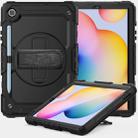 For Samsung Galaxy Tab S6 Lite P610 Shockproof Colorful Silicone + PC Protective Case with Holder & Shoulder Strap & Hand Strap & Pen Slot(Black) - 1