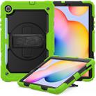 For Samsung Galaxy Tab S6 Lite P610 Shockproof Colorful Silicone + PC Protective Case with Holder & Shoulder Strap & Hand Strap & Pen Slot(Yellow Green) - 1
