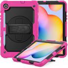 For Samsung Galaxy Tab S6 Lite P610 Shockproof Colorful Silicone + PC Protective Case with Holder & Shoulder Strap & Hand Strap & Pen Slot(Rose Red) - 1