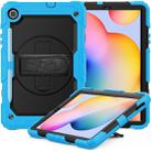 For Samsung Galaxy Tab S6 Lite P610 Shockproof Colorful Silicone + PC Protective Case with Holder & Shoulder Strap & Hand Strap & Pen Slot(Light Blue) - 1