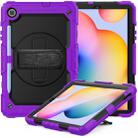 For Samsung Galaxy Tab S6 Lite P610 Shockproof Colorful Silicone + PC Protective Case with Holder & Shoulder Strap & Hand Strap & Pen Slot(Purple) - 1