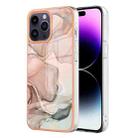 For iPhone 15 Pro Electroplating Marble Dual-side IMD Phone Case(Rose Gold 015) - 1