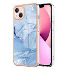 For iPhone 15 Plus Electroplating Marble Dual-side IMD Phone Case(Blue 018) - 1