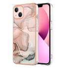 For iPhone 15 Electroplating Marble Dual-side IMD Phone Case(Rose Gold 015) - 1