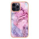 For iPhone 16 Pro Max Electroplating Marble Dual-side IMD Phone Case(Pink 013) - 2