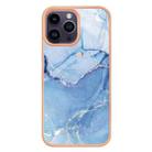 For iPhone 16 Pro Electroplating Marble Dual-side IMD Phone Case(Blue 018) - 2