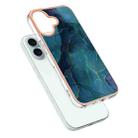 For iPhone 16 Plus Electroplating Marble Dual-side IMD Phone Case(Green 017) - 3