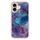 For iPhone 16 Plus Electroplating Marble Dual-side IMD Phone Case(Purple 016) - 2