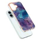 For iPhone 16 Plus Electroplating Marble Dual-side IMD Phone Case(Purple 016) - 3