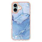 For iPhone 16 Plus Electroplating Marble Dual-side IMD Phone Case(Blue 018) - 2