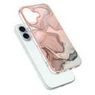 For iPhone 16 Plus Electroplating Marble Dual-side IMD Phone Case(Rose Gold 015) - 3