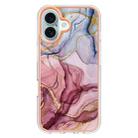 For iPhone 16 Plus Electroplating Marble Dual-side IMD Phone Case(Rose Red 014) - 2