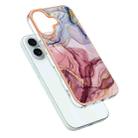 For iPhone 16 Plus Electroplating Marble Dual-side IMD Phone Case(Rose Red 014) - 3