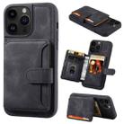 For iPhone 15 Pro Max Skin Feel Dream RFID Anti-theft PU Card Bag Phone Case(Black) - 1