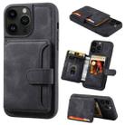 For iPhone 15 Pro Skin Feel Dream RFID Anti-theft PU Card Bag Phone Case(Black) - 1